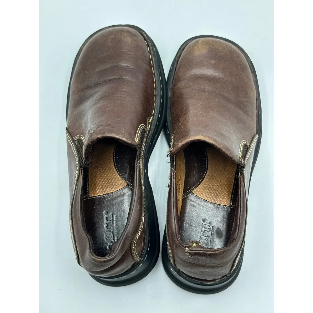 BORN Mens Brown Leather Slip On Loafers Casual Comfort Shoes Size 6.5 EU 37
